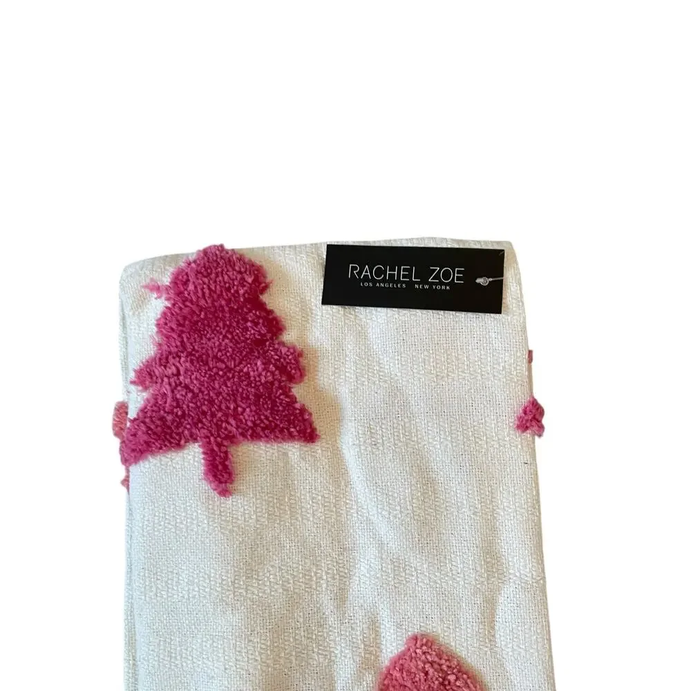 Rachel Zoe Pink Christmas Tree Throw Blanket 50x60 Holiday NEW